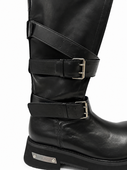 Vintage Buckle Engineer Mid-Calf Boots