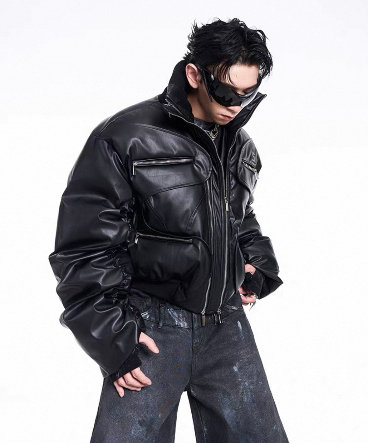STARTEXCEEDEND PU Leather Bomber Jacket