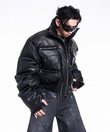 STARTEXCEEDEND PU Leather Bomber Jacket
