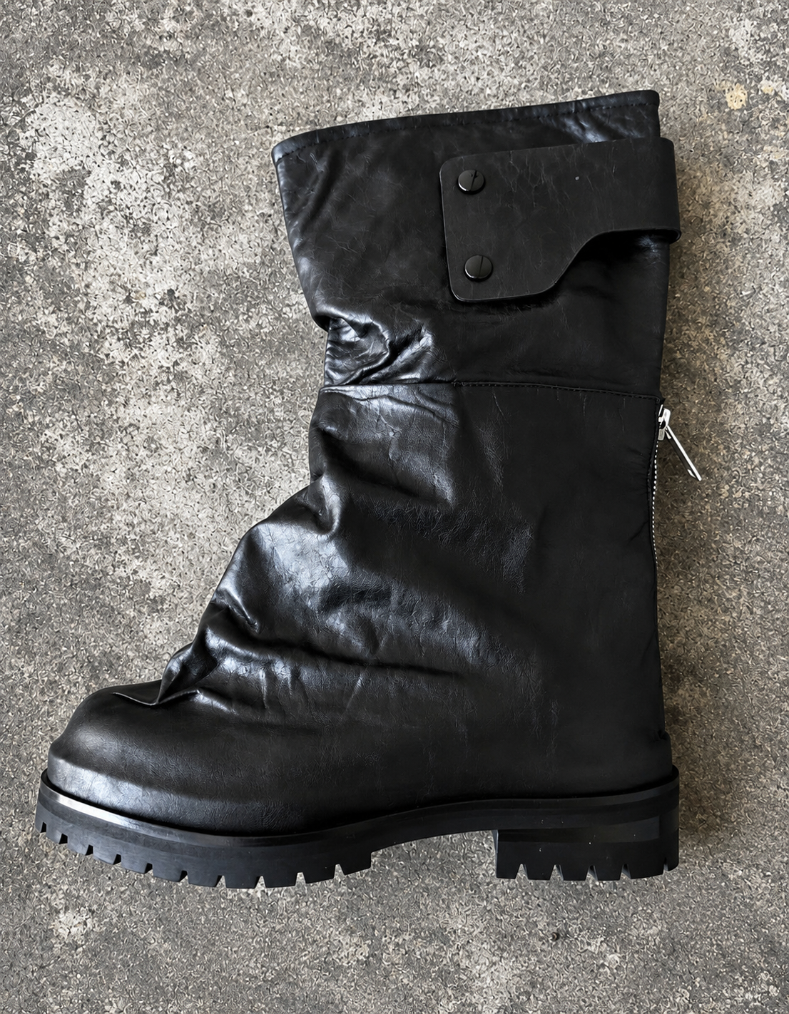 Vintage Washed Leather Mid-Calf Rider Boots