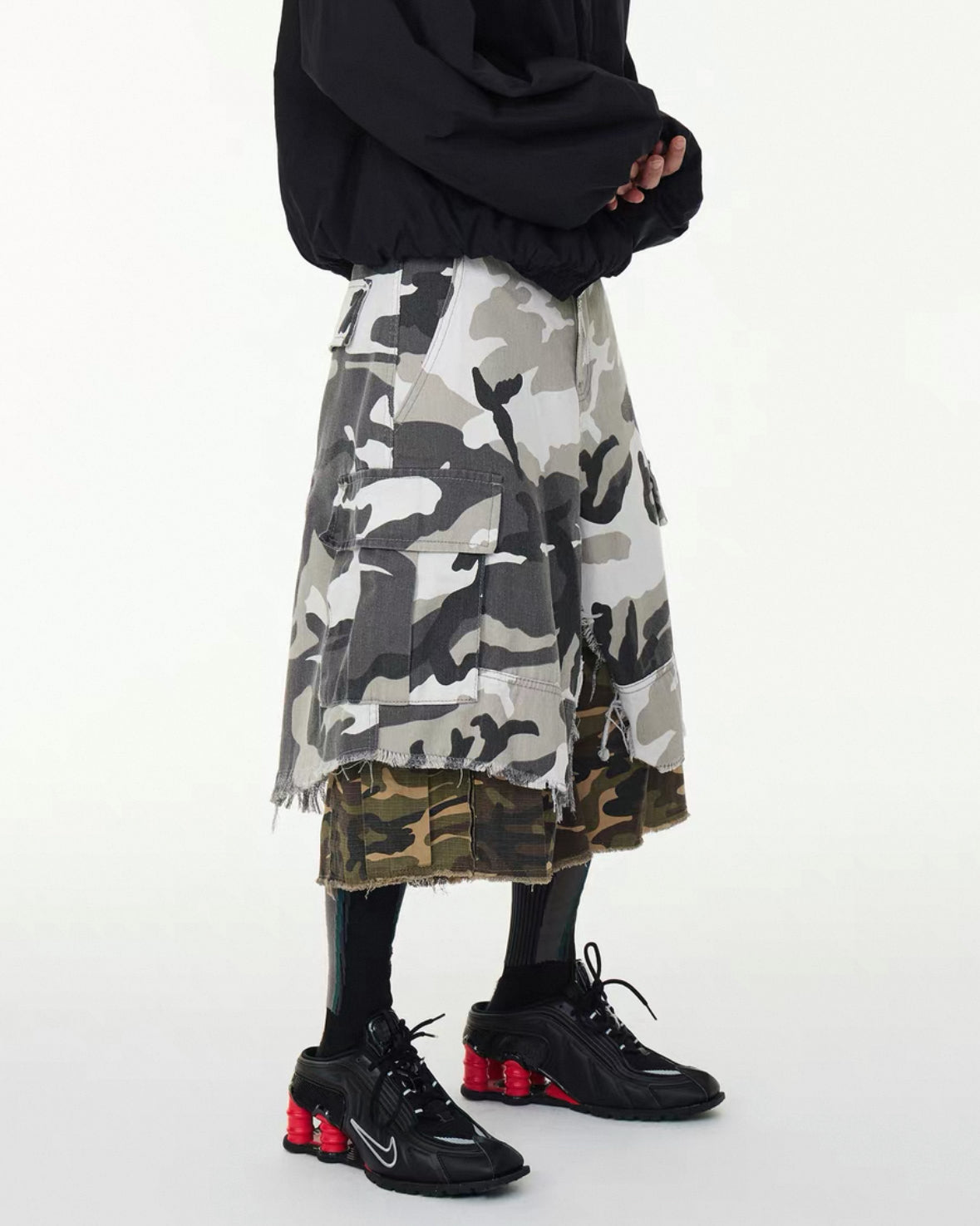 ASTT STUDIO Layered camo Half pants