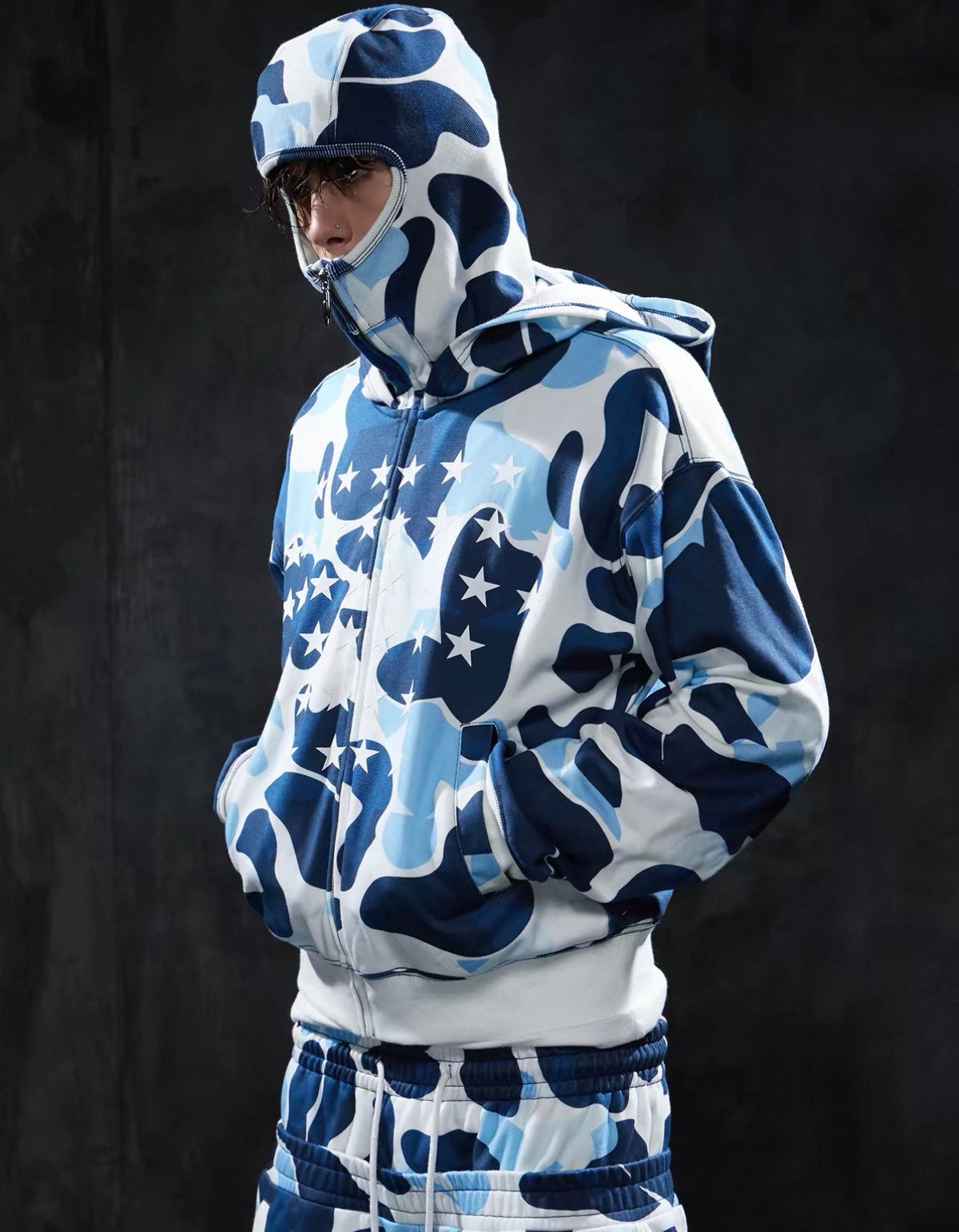 DND4DES Star Camo Hooded Zip-Up Jacket