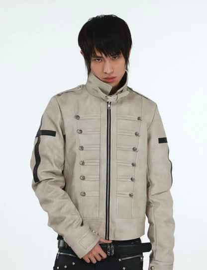 DETW ゴシッククロスバックル スリムレザージャケット SELFISH