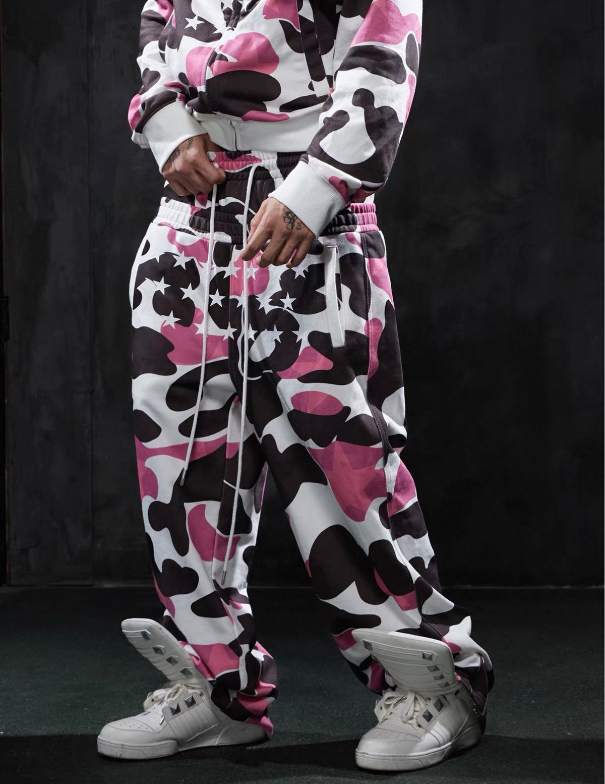 Double Waist Camo Sweat Pants