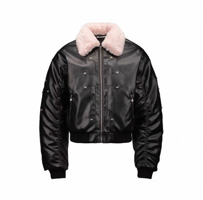PAIKI PU Leather Bomber Jacket
