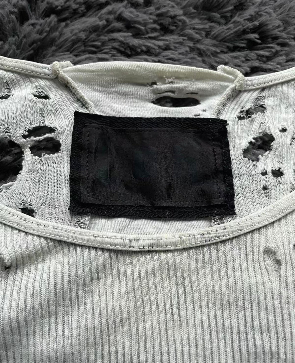 Distressed Cross Patch Long Sleeve T-Shirt