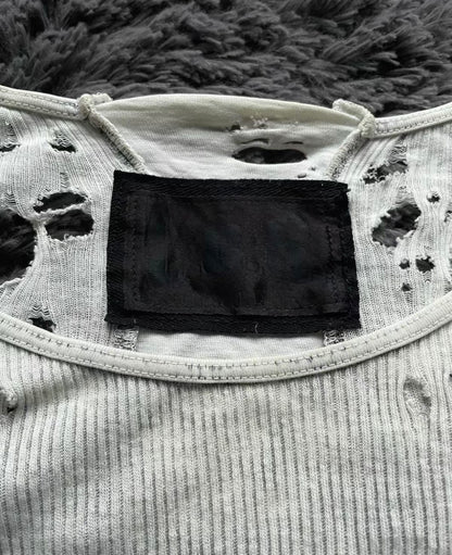 Distressed Cross Patch Long Sleeve T-Shirt