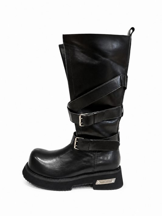 Vintage Buckle Engineer Mid-Calf Boots
