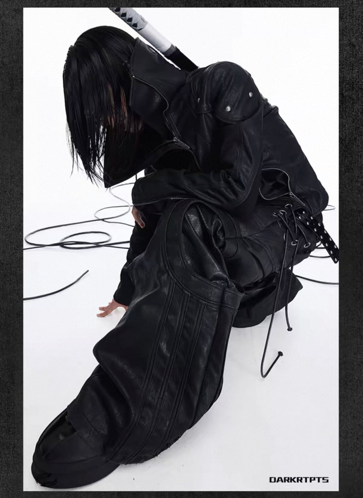 Asymmetric Split Stand Collar Leather Jacket
