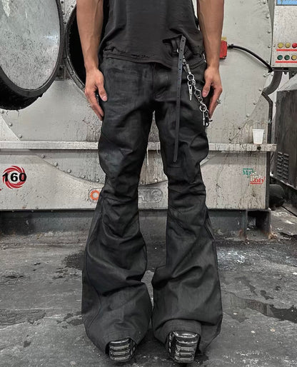 BLACK K Patch Work Flare Pants