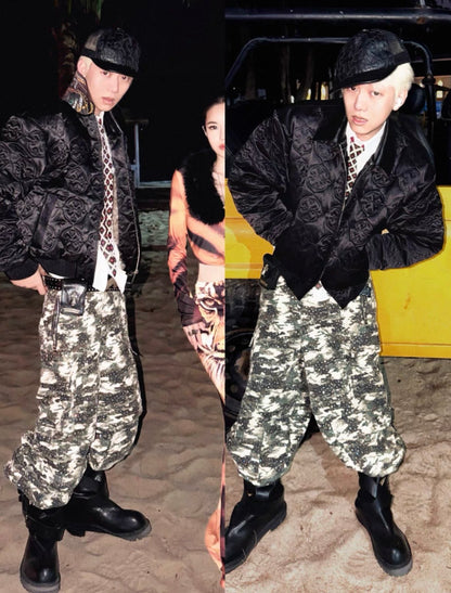 18K Rhinestone Camouflage Cargo Pants