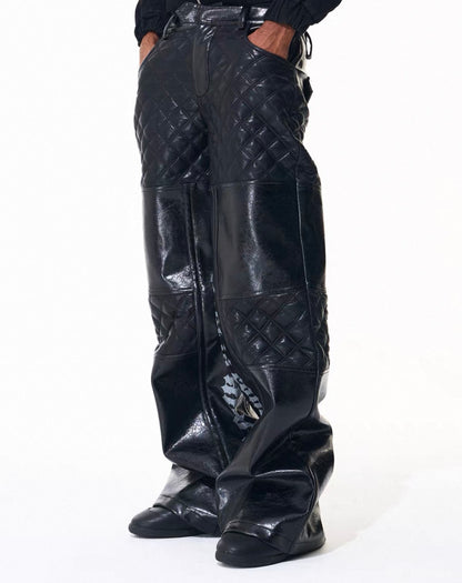 FOURTH3EX PU Leather Wide Pants