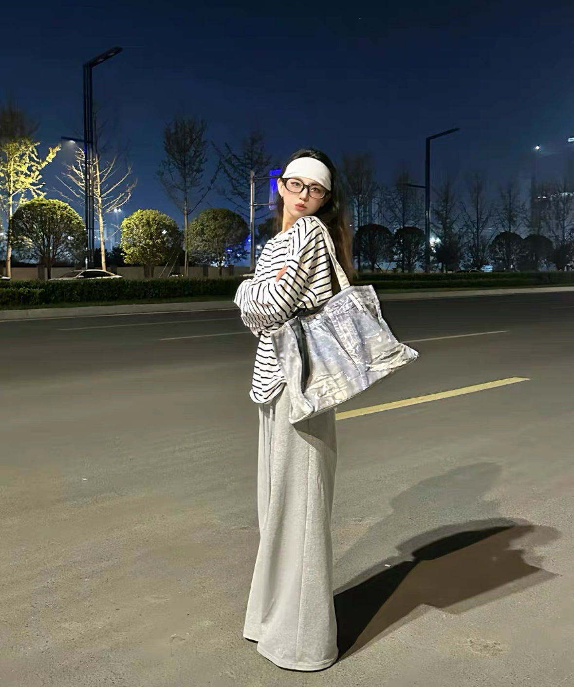 WANNA LAB Denim Print  Bag