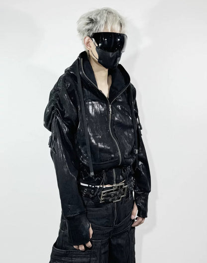 ATANOTHINGNESS Metallic Gloss Hoodie Jacket