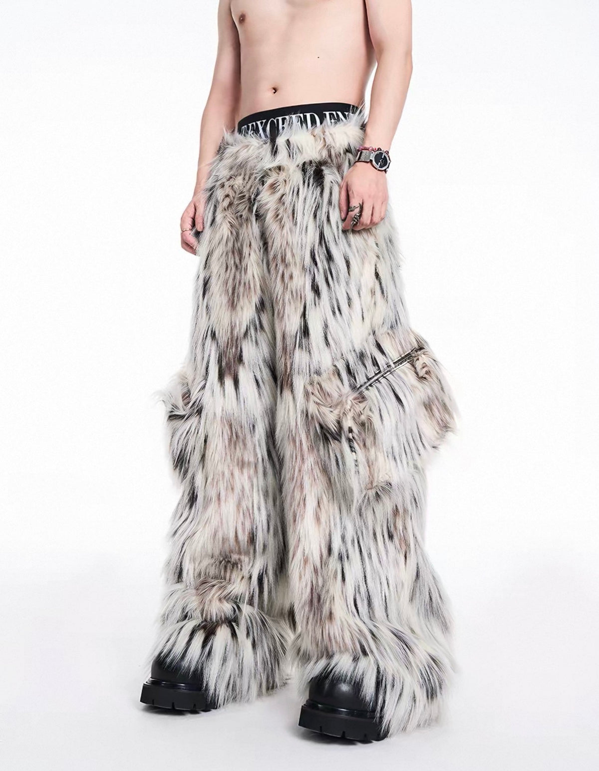 Leopard Faux Fur Jacket/Relaxed Pants Setup