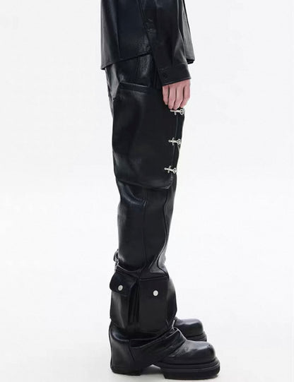 FRKM SCD PU Leather Gimmick Pants