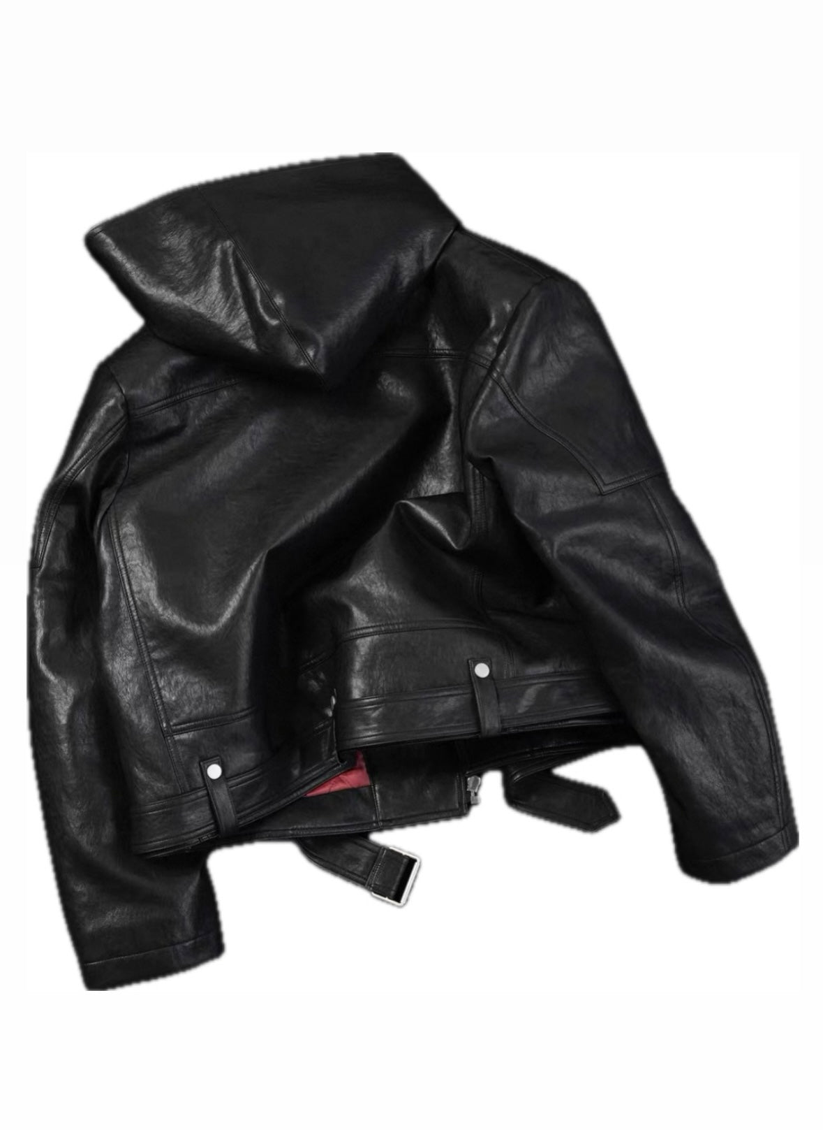 EODUP High Neck PU Leather Jacket