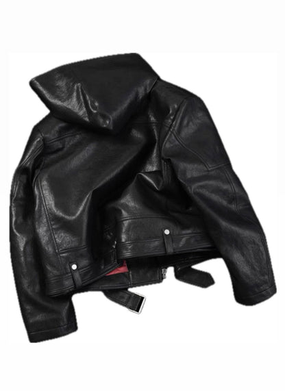 EODUP High Neck PU Leather Jacket