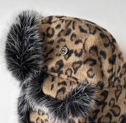 Winter Leopard-Print Trapper Hat