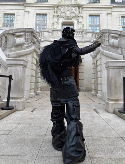 REBELWAVE  3D PU Leather Pants