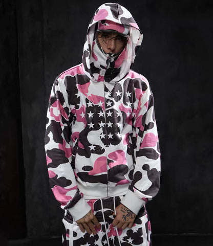 DND4DES Star Camo Hooded Zip-Up Jacket