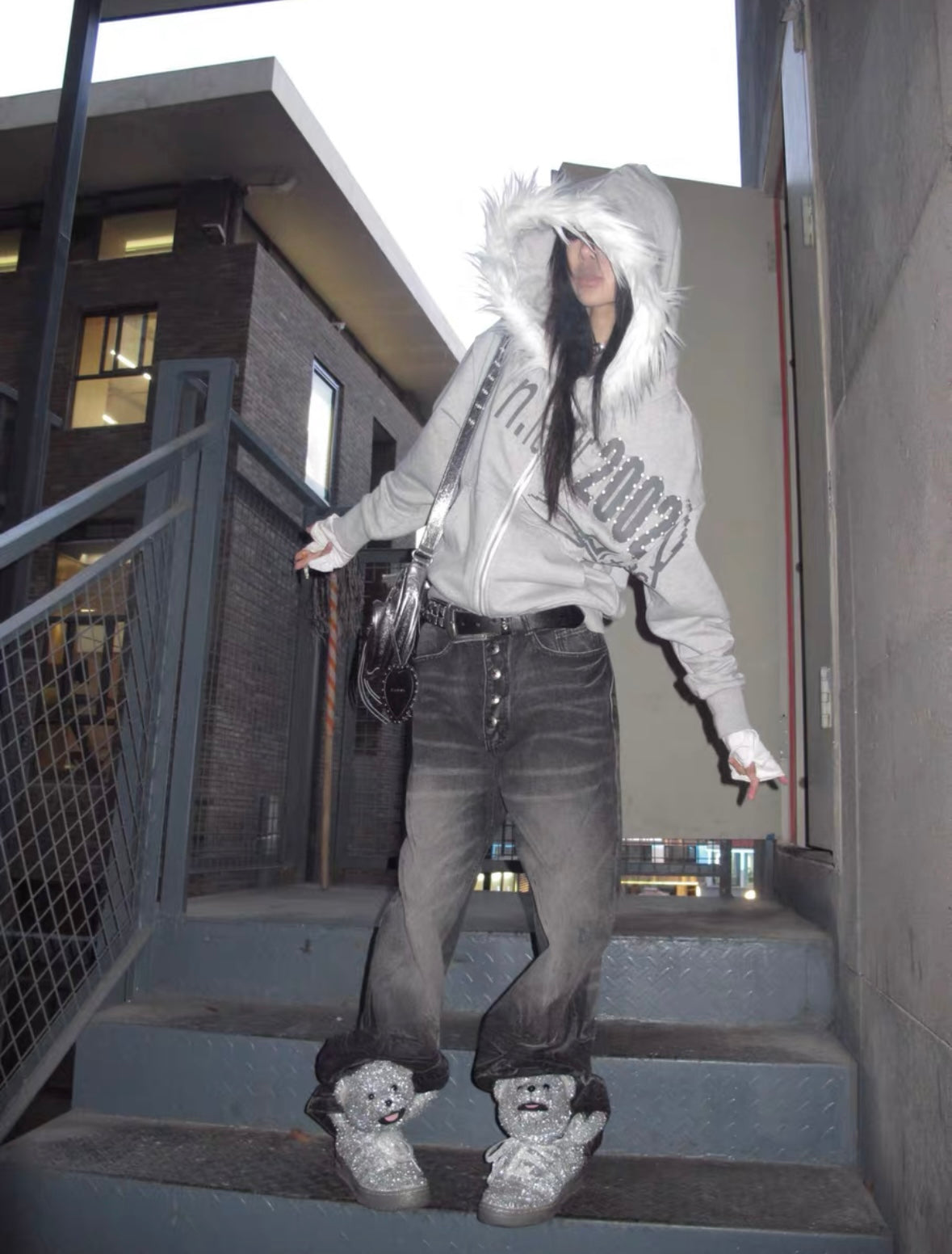 NO E MOSEN Washed Black Baggy Jeans