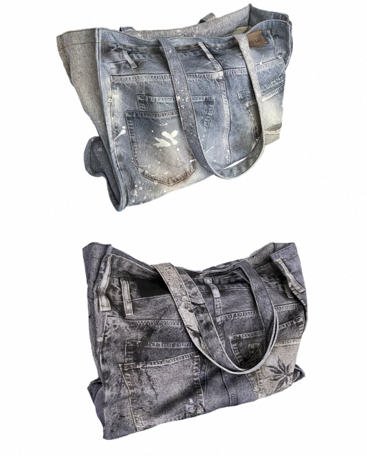 WANNA LAB Denim Print  Bag