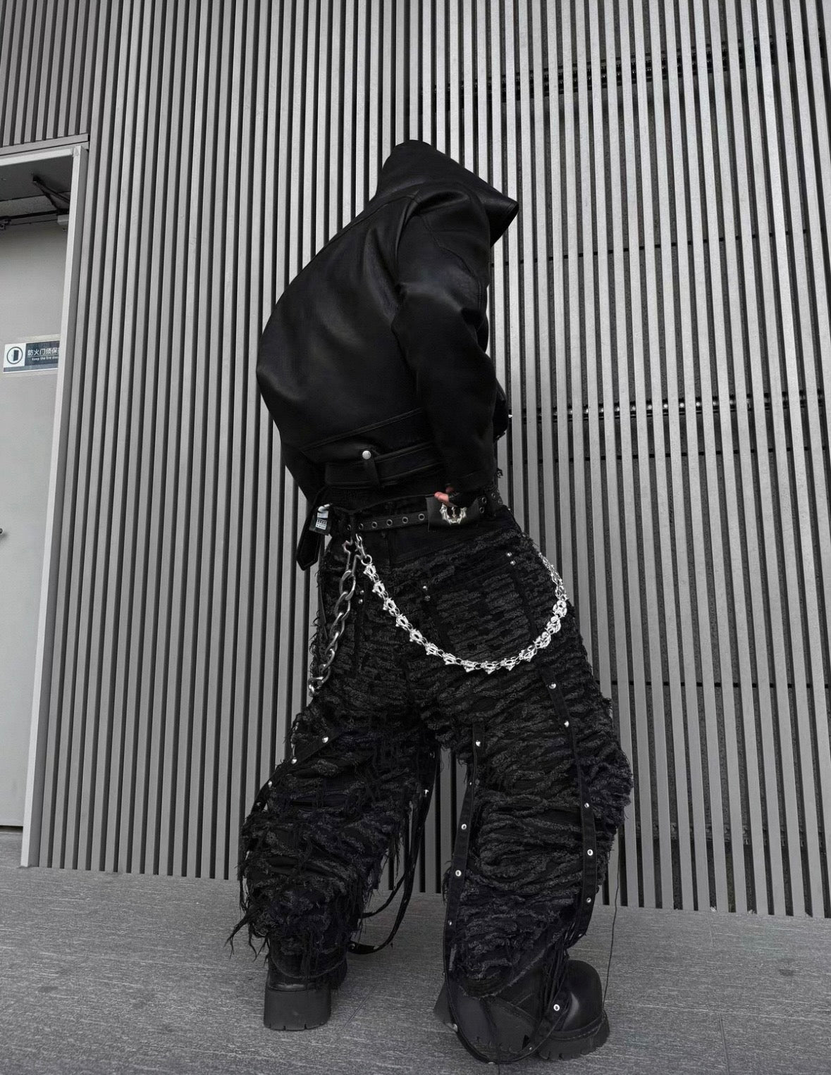 EODUP High Neck PU Leather Jacket