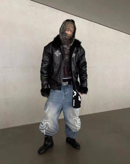 DETW PU Leather Bomber Jacket