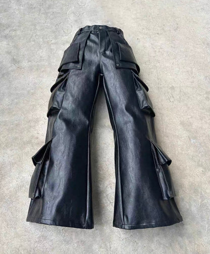 REBELWAVE  3D PU Leather Pants