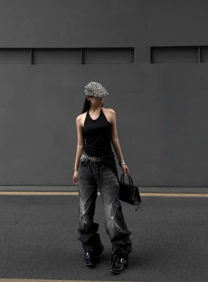 NO E MOSEN Washed Black Baggy Jeans