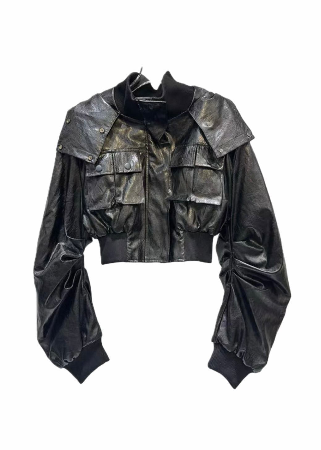 SELFISH SELECT Cropped PU Leather Jacket