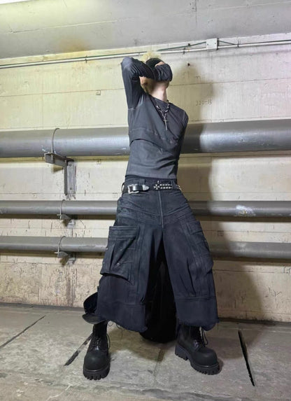 ATANOTHINGNESS High Waist Long Cut and Sewn