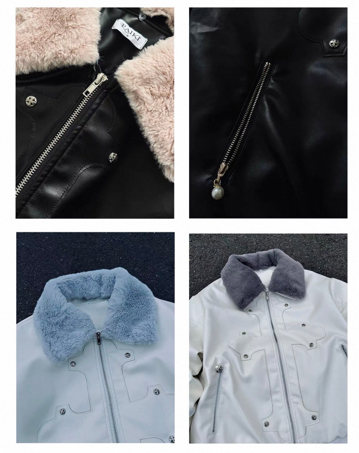 PAIKI PU Leather Bomber Jacket