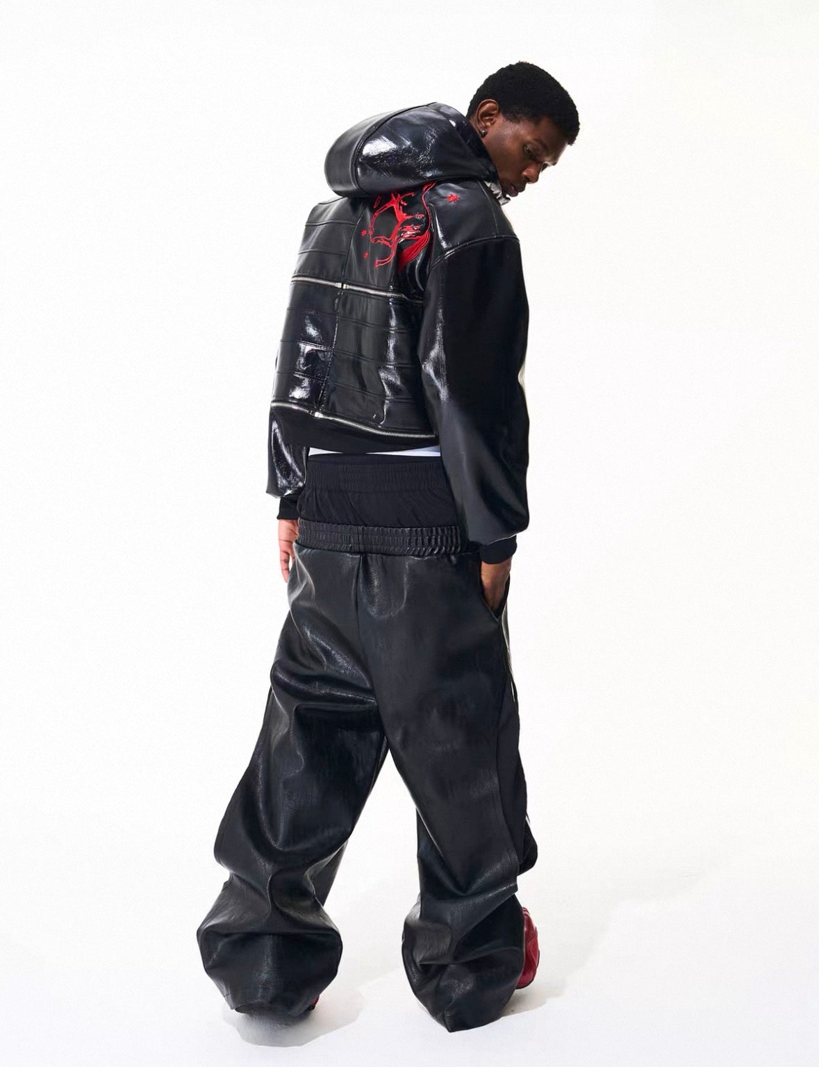 FOURTH3EX PU Leather Short Jacket