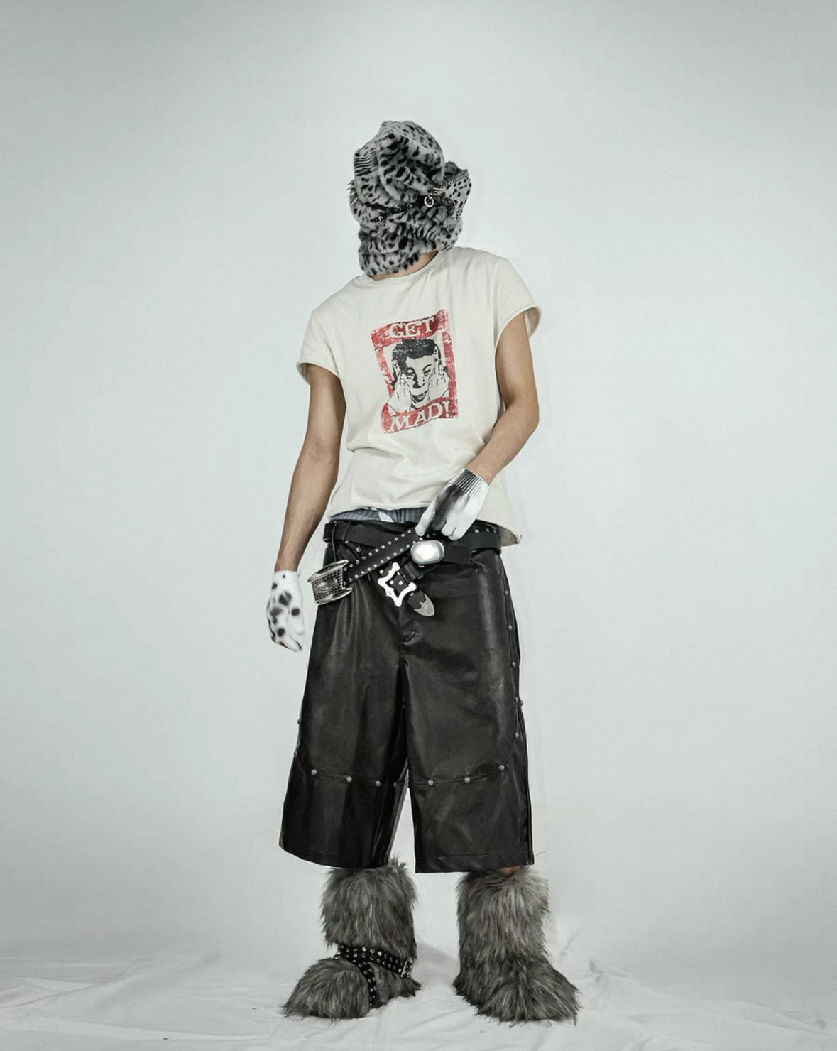 LOSECONTROLEDGE PU  Leather Half Pants