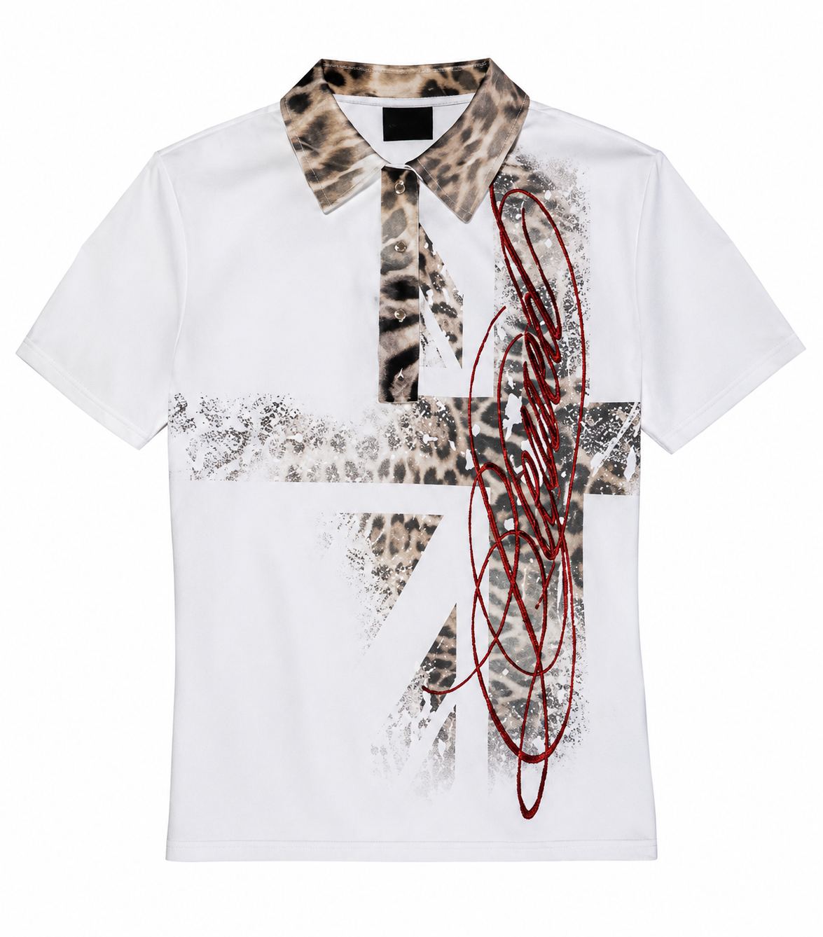 Leopard Print Graphic Polo Shirt
