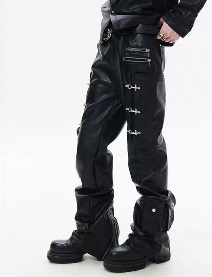 FRKM SCD PU Leather Gimmick Pants