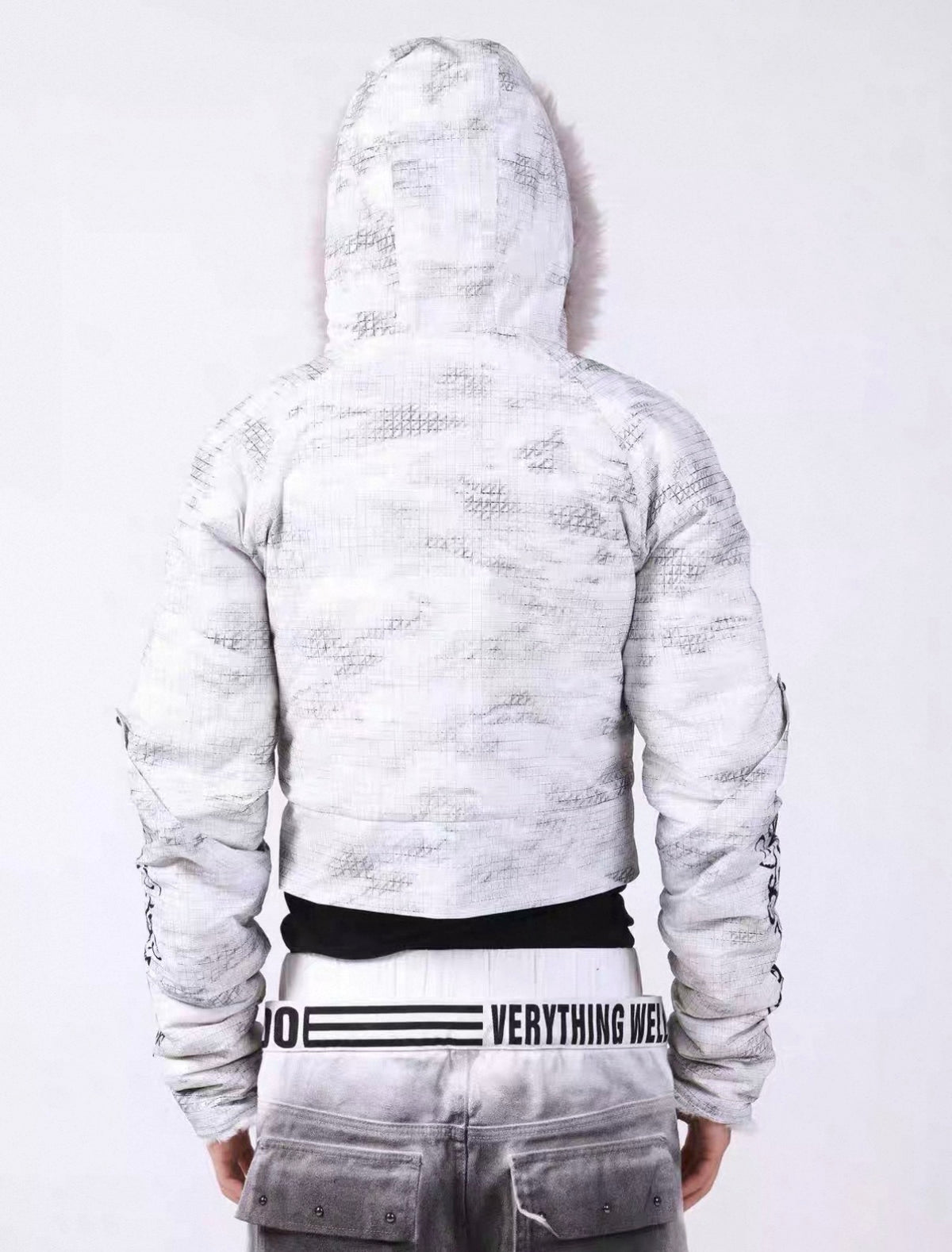 Washed Vintage Fur Collar Hooded Jacket
