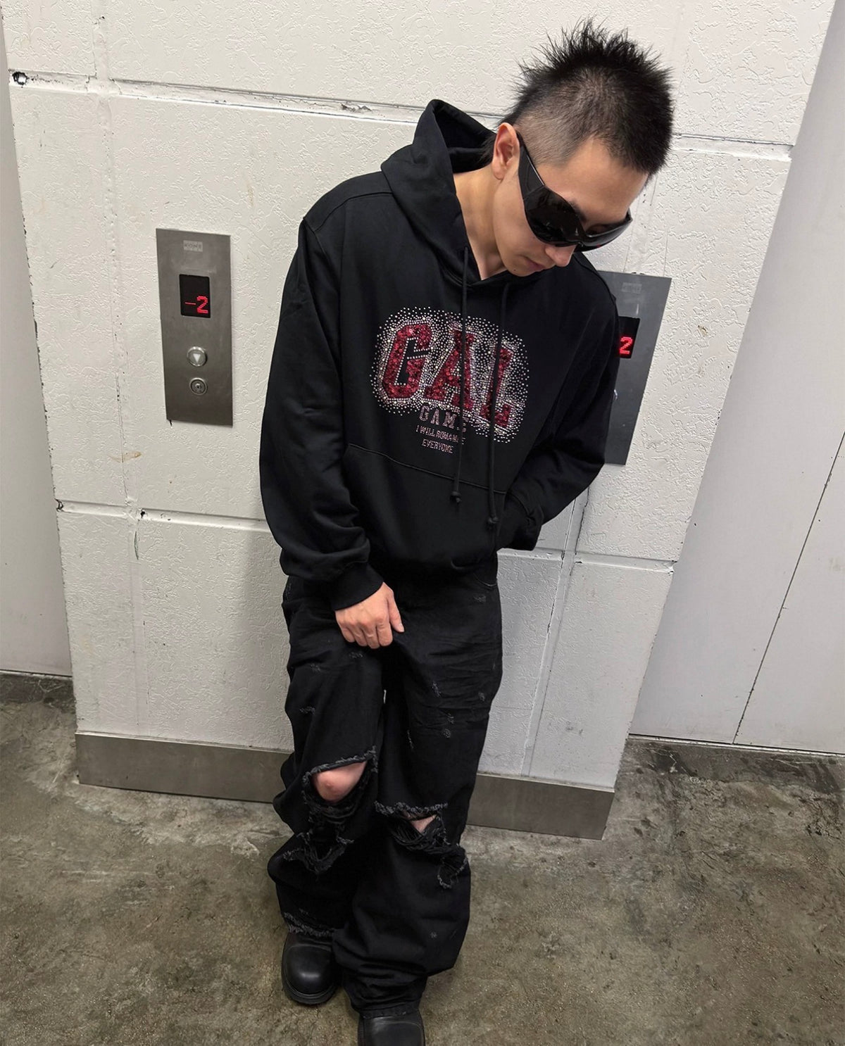 Rhinestone Sequin Graphic Heavyweight Hoodie
