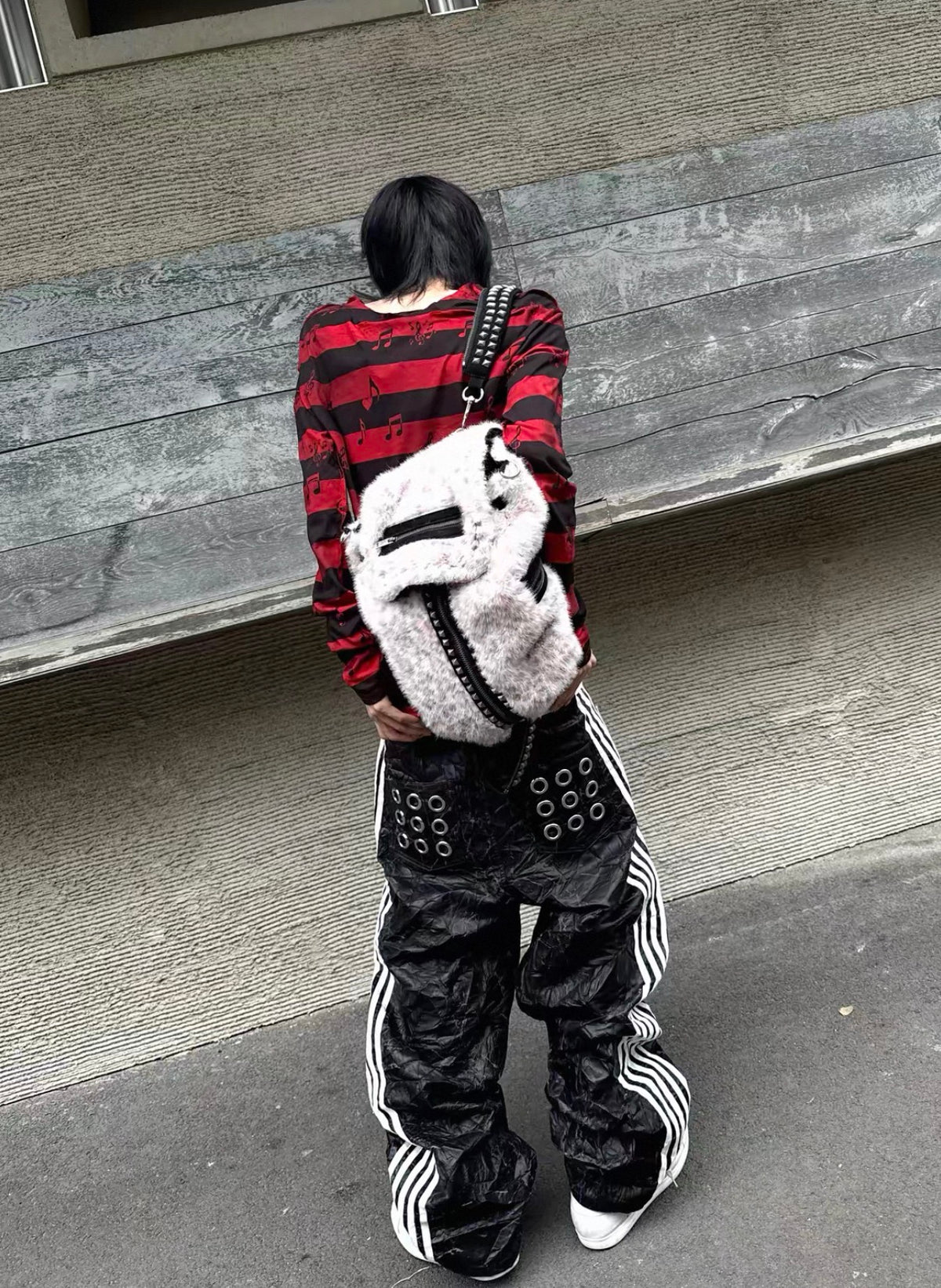 99CLUB クラックレザー ワイドパンツ 5本ライン SELFISH