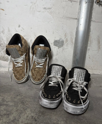 Studded Floral Canvas High Top Sneakers