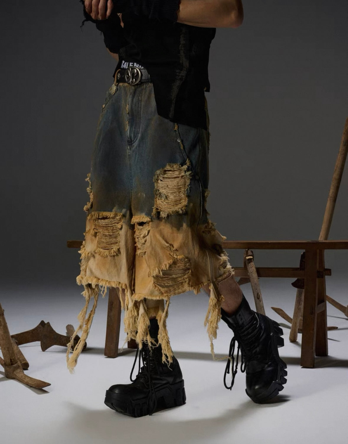 FLYERRER Clash denim Half pants