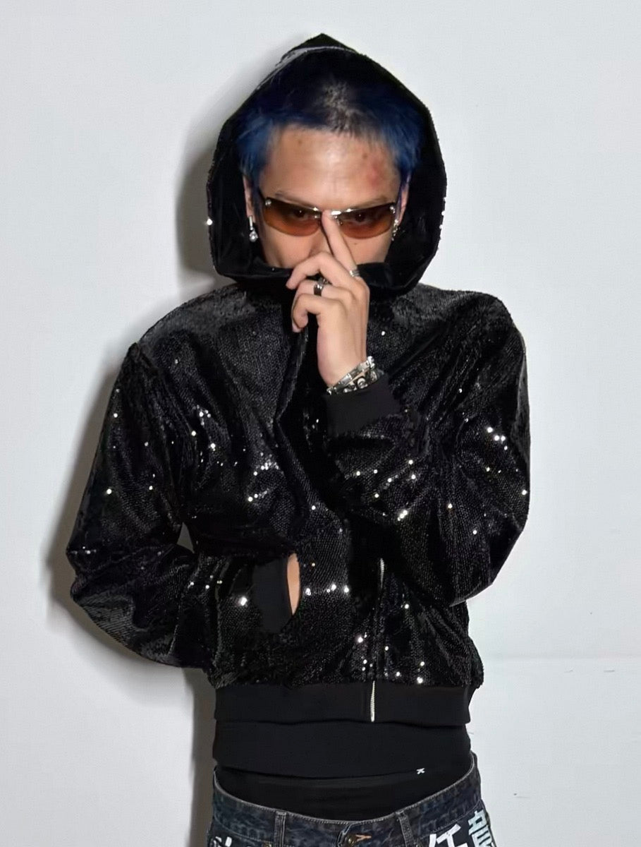 Liquid Metallic Zip-Up Hoodie