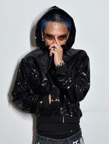 Liquid Metallic Zip-Up Hoodie