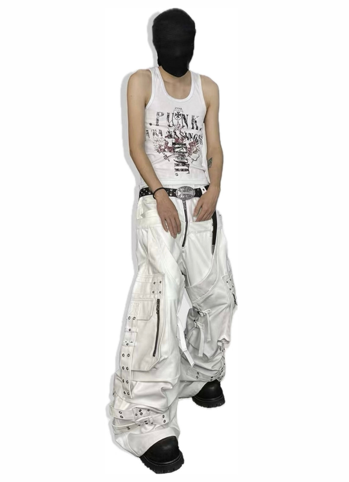 ATANOTHINGNESS Double Waist White Pants