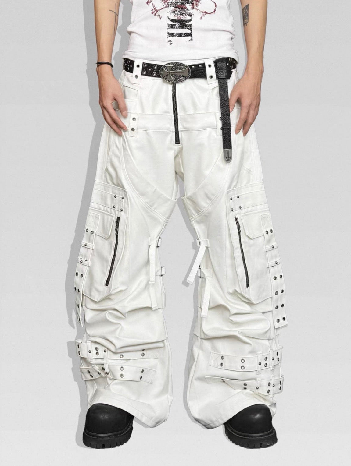 ATANOTHINGNESS Double Waist White Pants