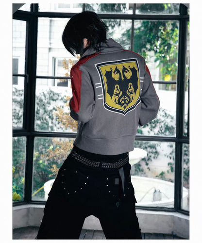 Star Knight Stand Collar Fleece Zip-Up Sweatshirt Jacket