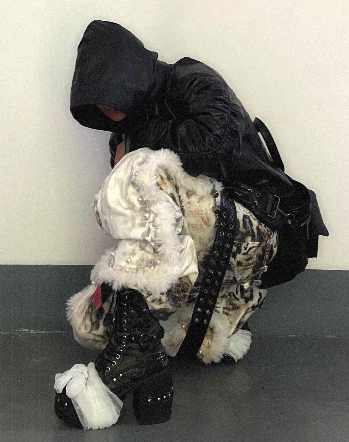 Leopard Faux Fur Wide Denim Pants