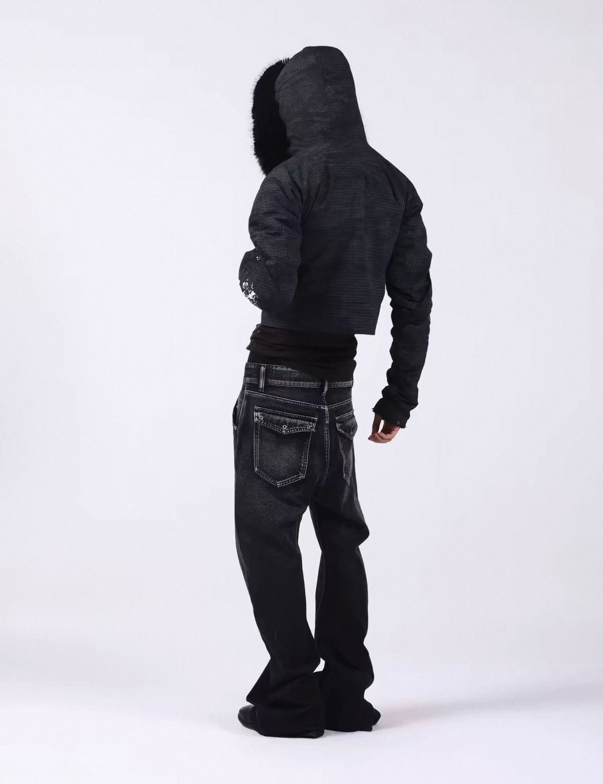 Washed Vintage Fur Collar Hooded Jacket